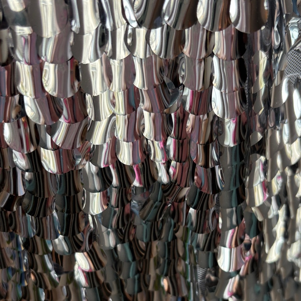 Chic Silver Sequin Mini Skirt Sweater Dress - Picture 2 of 8